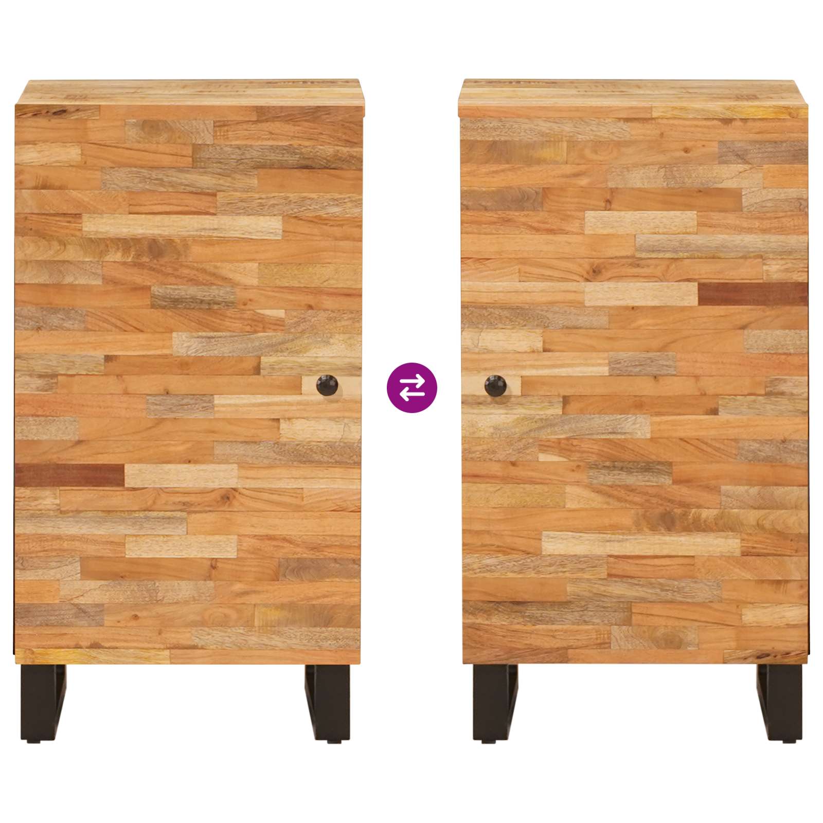 Mobile laterale Marrone 40 x 33 x 75 cm Legno di mango massello | homemem39