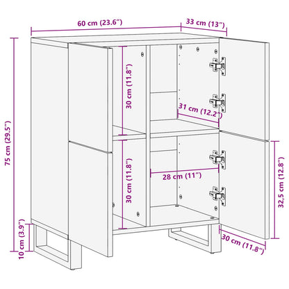 Mobile laterale Marrone 60 x 33 x 75 cm Legno di mango massello | homemem39