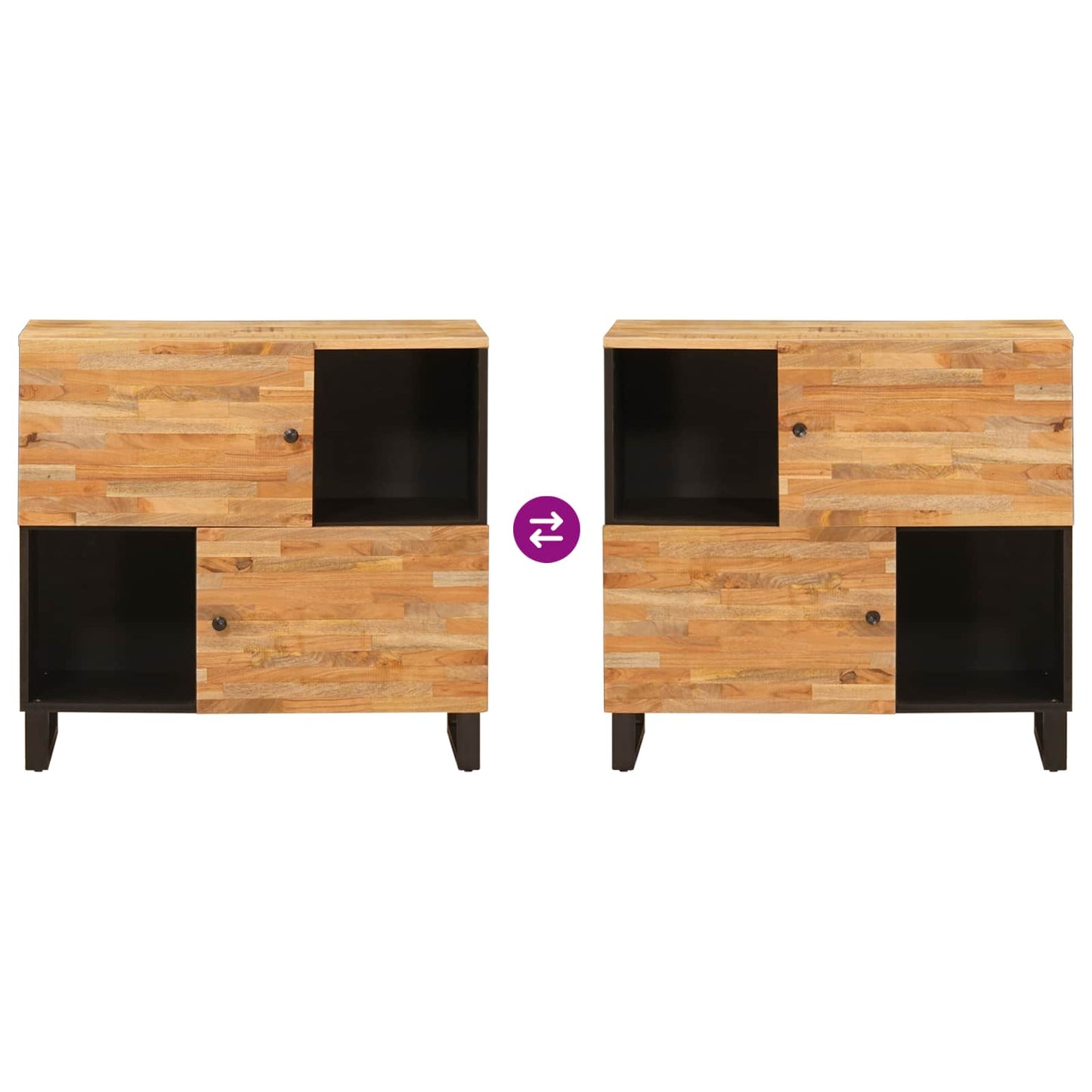 Mobile laterale Marrone 80 x 33 x 75 cm Legno di mango massello | homemem39