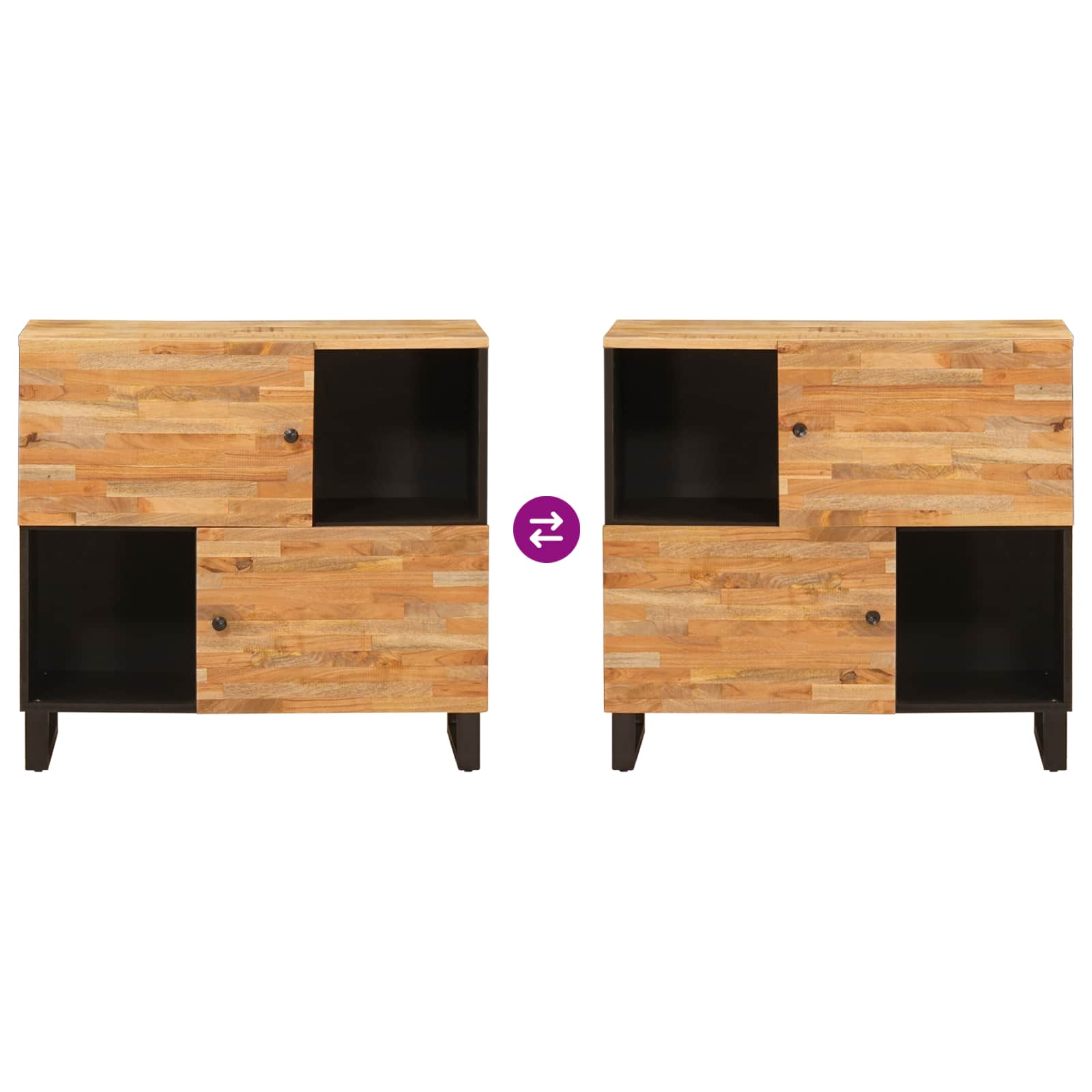 Mobile laterale Marrone 80 x 33 x 75 cm Legno di mango massello | homemem39