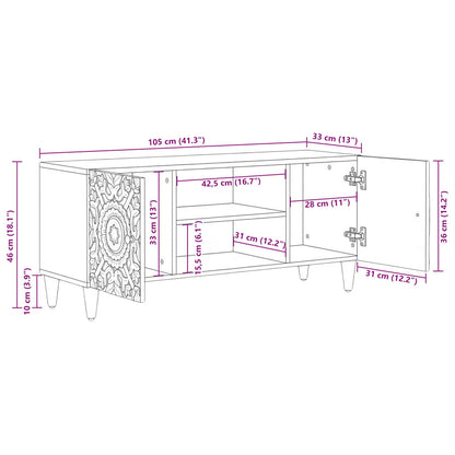 Mobile TV Marrone 105 x 33,5 x 46 cm Legno di mango massello | homemem39