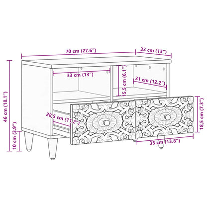 Mobile TV Marrone 70 x 33,5 x 46 cm Legno di mango massello | homemem39