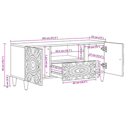 Mobile TV Marrone 105 x 33,5 x 46 cm Legno di mango massello | homemem39