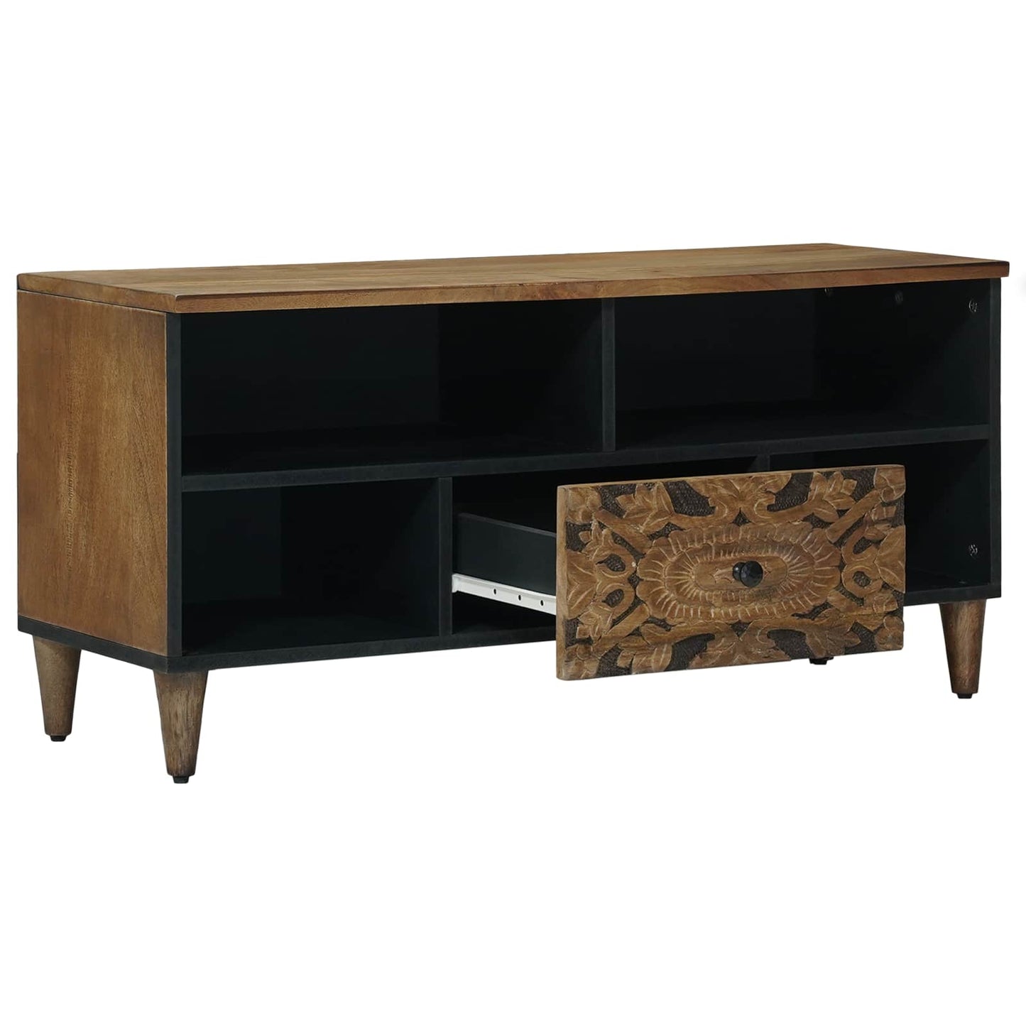 Mobile TV Marrone 100 x 33,5 x 46 cm Legno di mango massello
