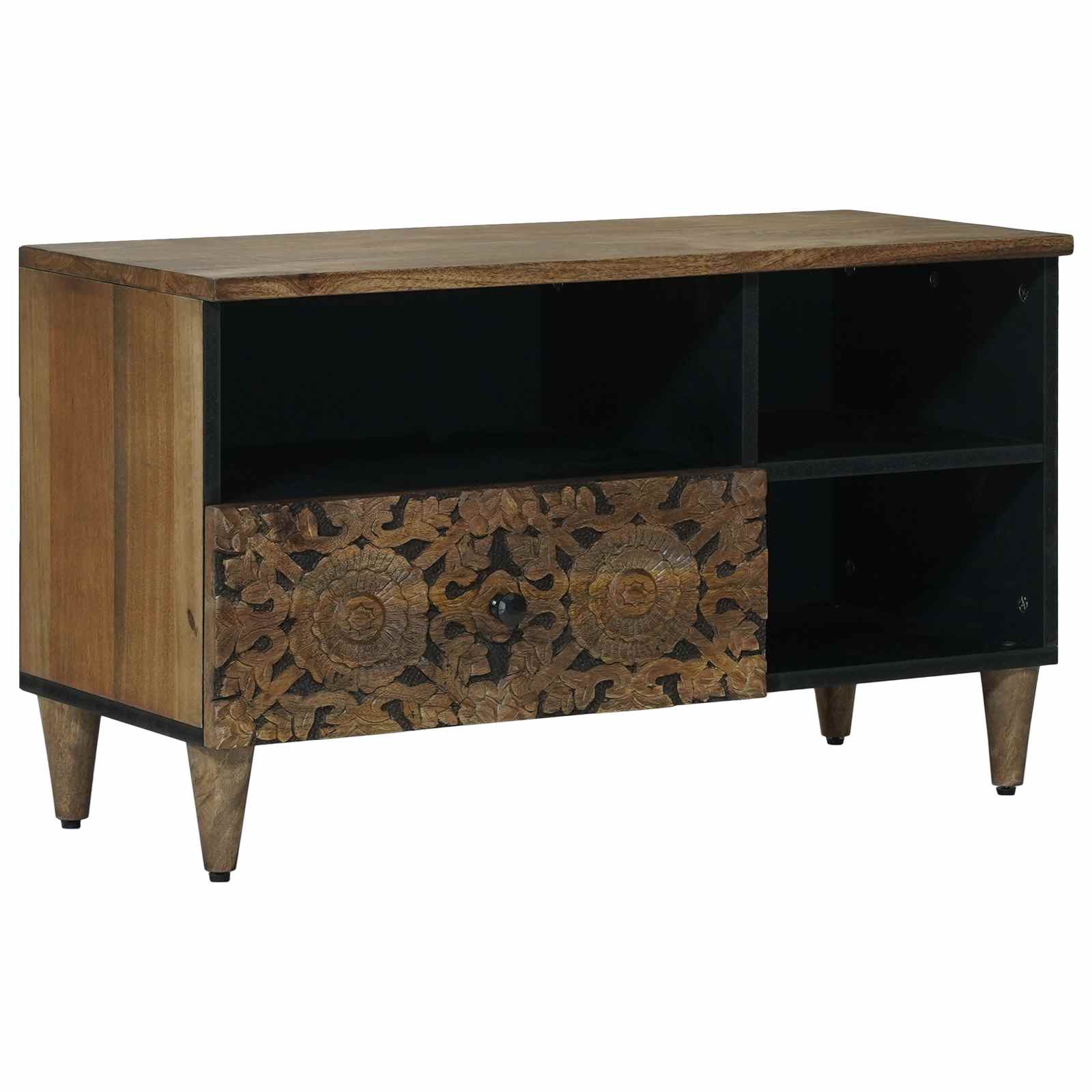 Mobile TV Marrone 80 x 33,5 x 46 cm Legno di mango massello | homemem39
