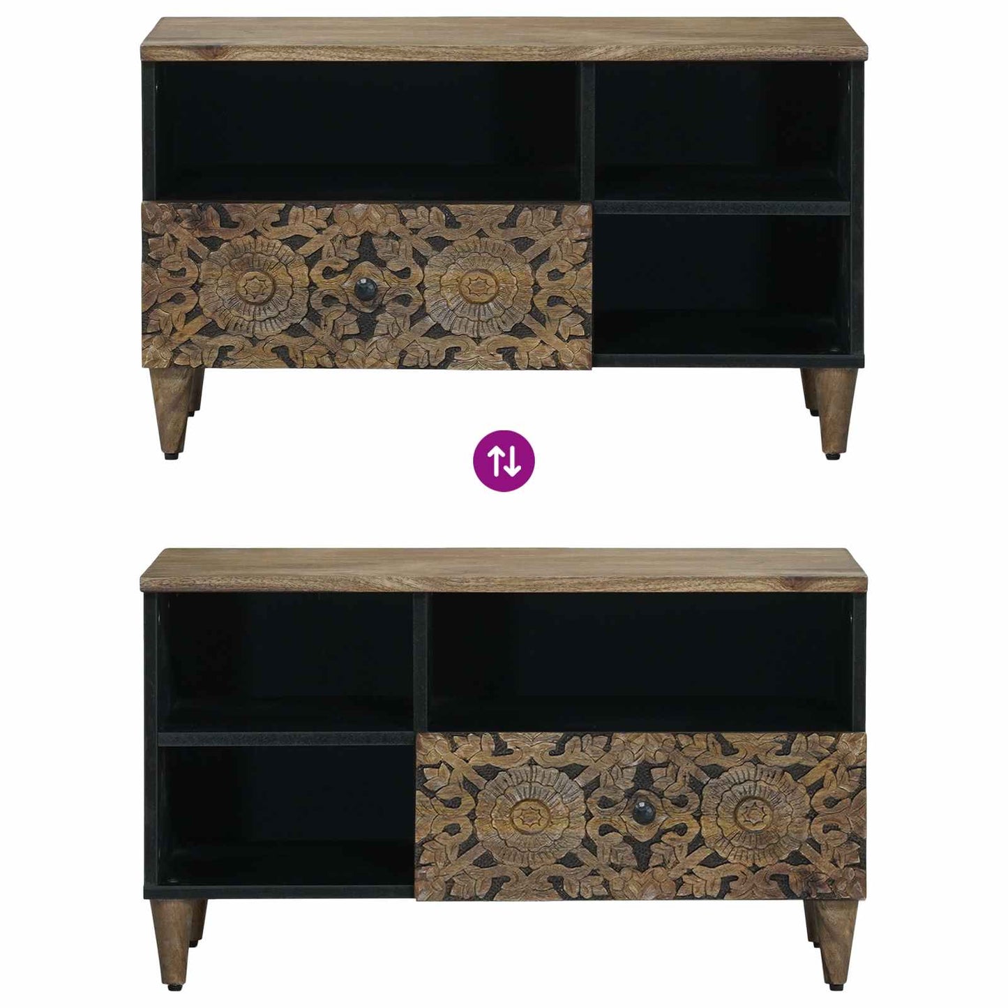 Mobile TV Marrone 80 x 33,5 x 46 cm Legno di mango massello | homemem39