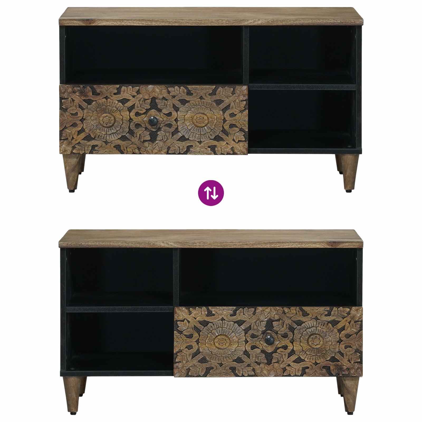 Mobile TV Marrone 80 x 33,5 x 46 cm Legno di mango massello | homemem39