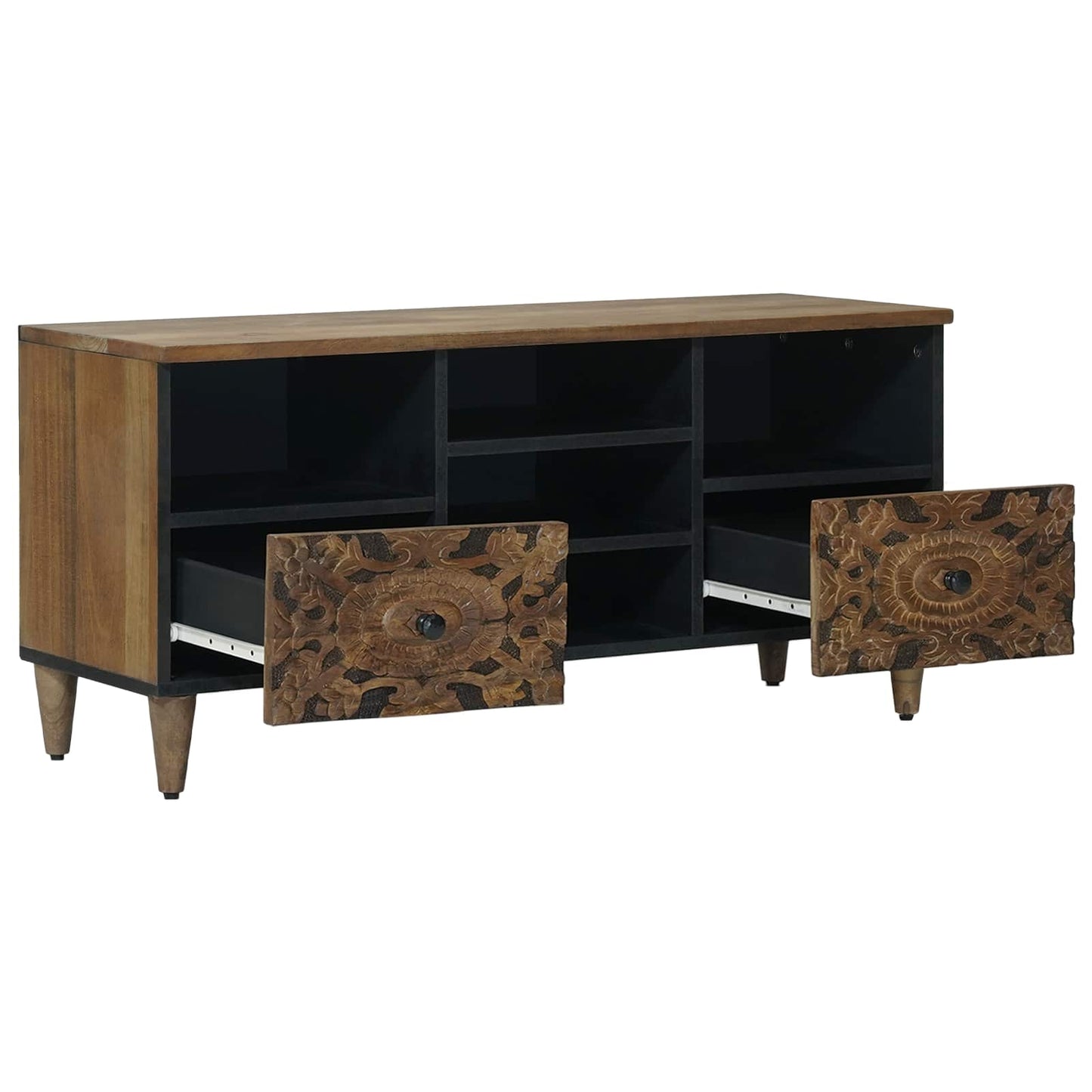 Mobile TV Marrone 100 x 33,5 x 46 cm Legno di mango massello