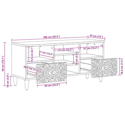 Mobile TV Marrone 100 x 33,5 x 46 cm Legno di mango massello | homemem39