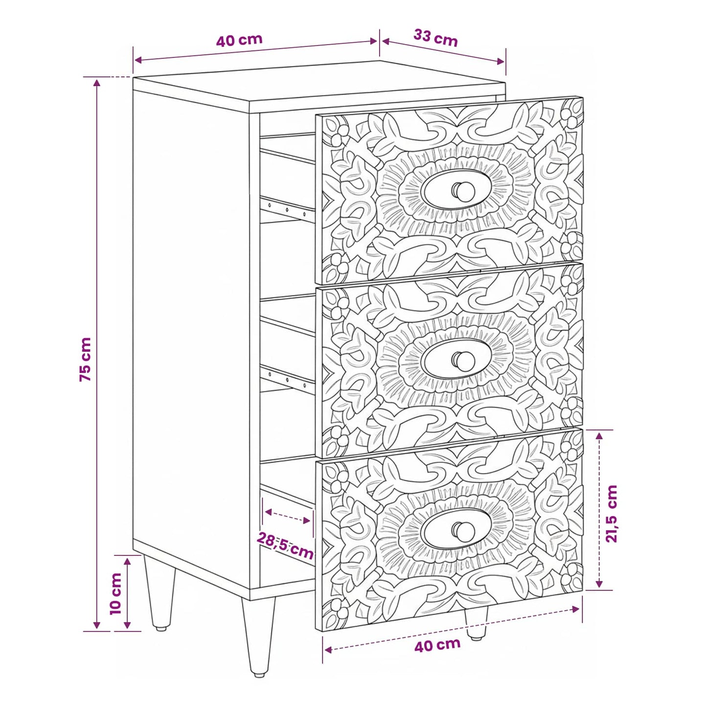 Credenza Marrone 40 x 33,5 x 75 cm Legno di mango massello | homemem39