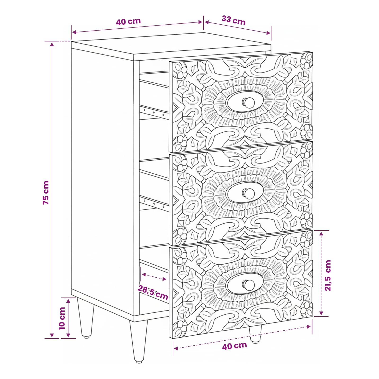 Credenza Marrone 40 x 33,5 x 75 cm Legno di mango massello | homemem39