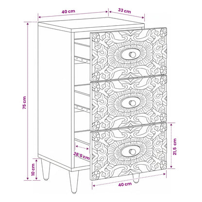 Credenza Marrone 40 x 33,5 x 75 cm Legno di mango massello | homemem39