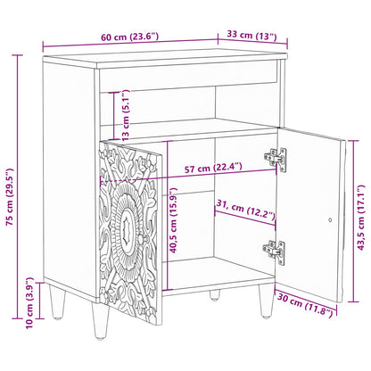 Credenza Marrone 60 x 33,5 x 75 cm Legno di mango massello