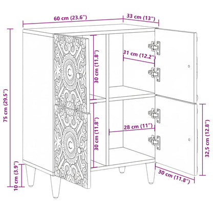 Credenza Marrone 60 x 33,5 x 75 cm Legno di mango massello | homemem39