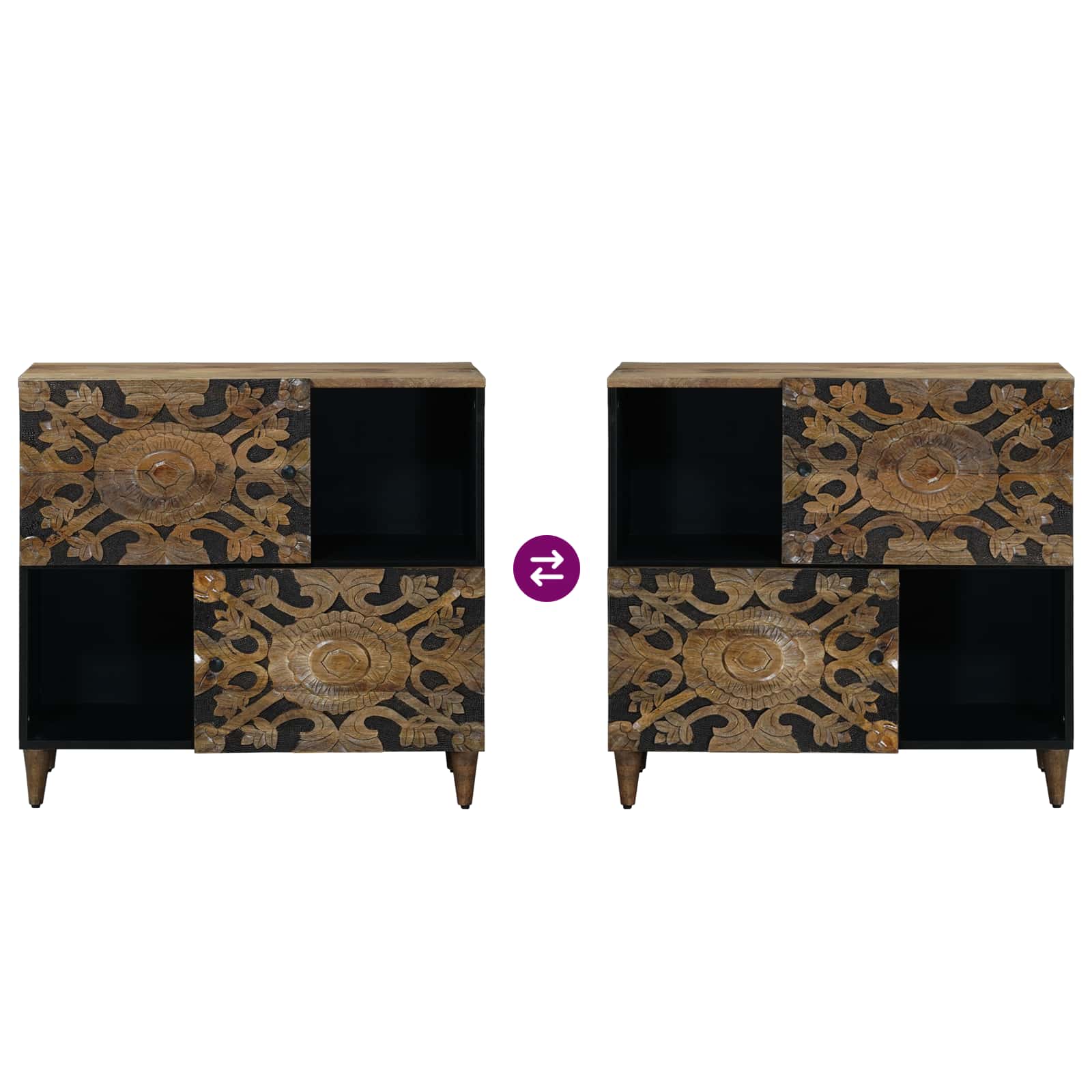 Credenza Marrone 80 x 33,5 x 75 cm Legno di mango massello | homemem39