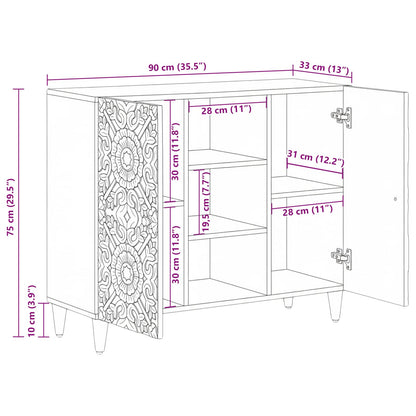 Credenza Marrone 90 x 33,5 x 75 cm Legno di mango massello | homemem39