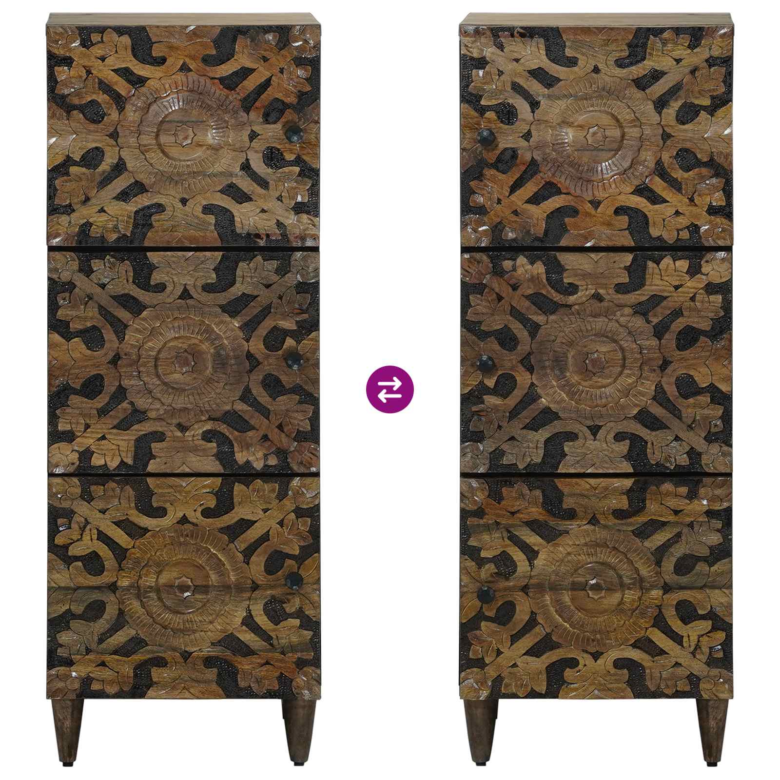 Mobile Alto Marrone 40 x 33,5 x 110 cm Legno di mango massello | homemem39