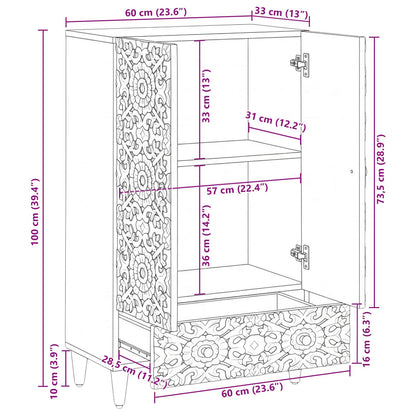 Mobile Alto Marrone 60 x 33,5 x 100 cm Legno di mango massello | homemem39