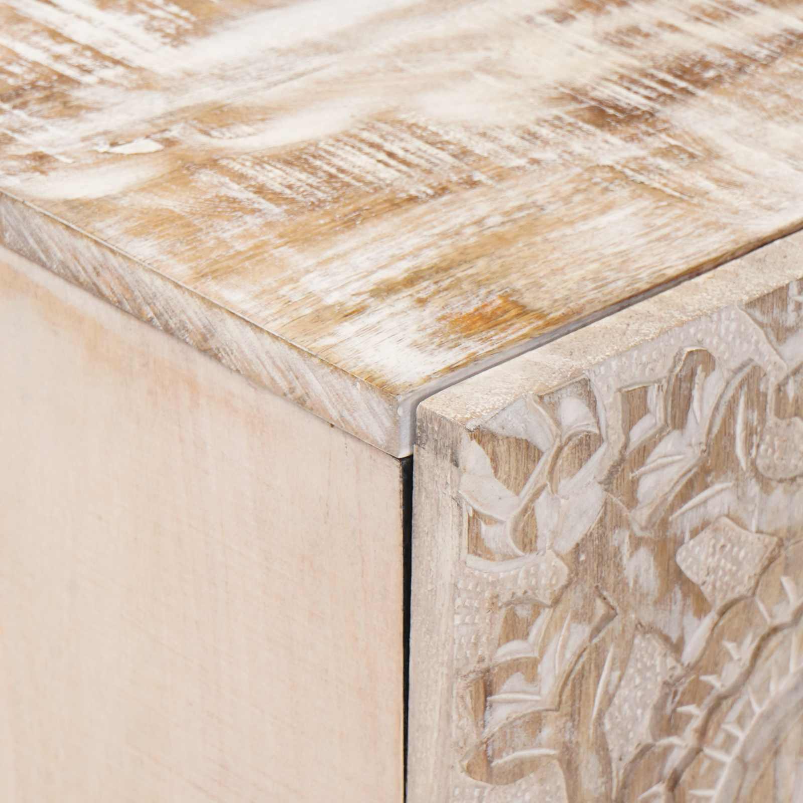 Mobile TV Bianco 105 x 33,5 x 46 cm Legno di mango massello | homemem39