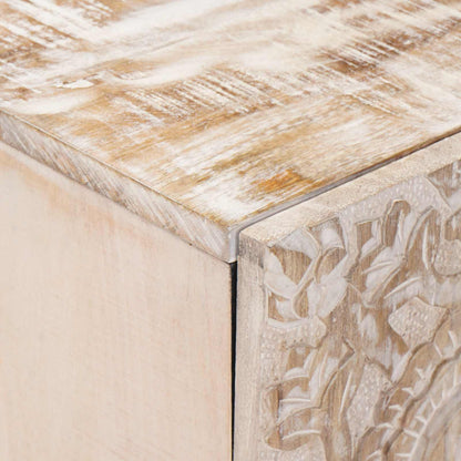 Mobile TV Bianco 105 x 33,5 x 46 cm Legno di mango massello