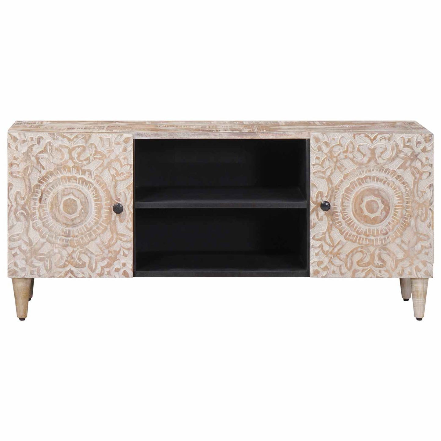 Mobile TV Bianco 105 x 33,5 x 46 cm Legno di mango massello | homemem39