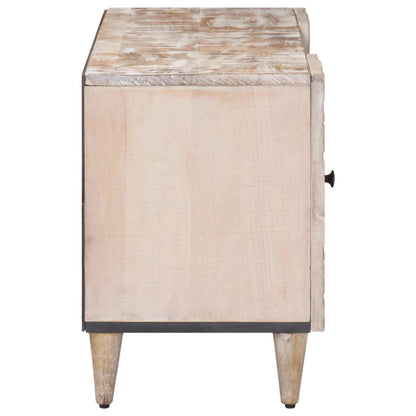Mobile TV Bianco 105 x 33,5 x 46 cm Legno di mango massello | homemem39