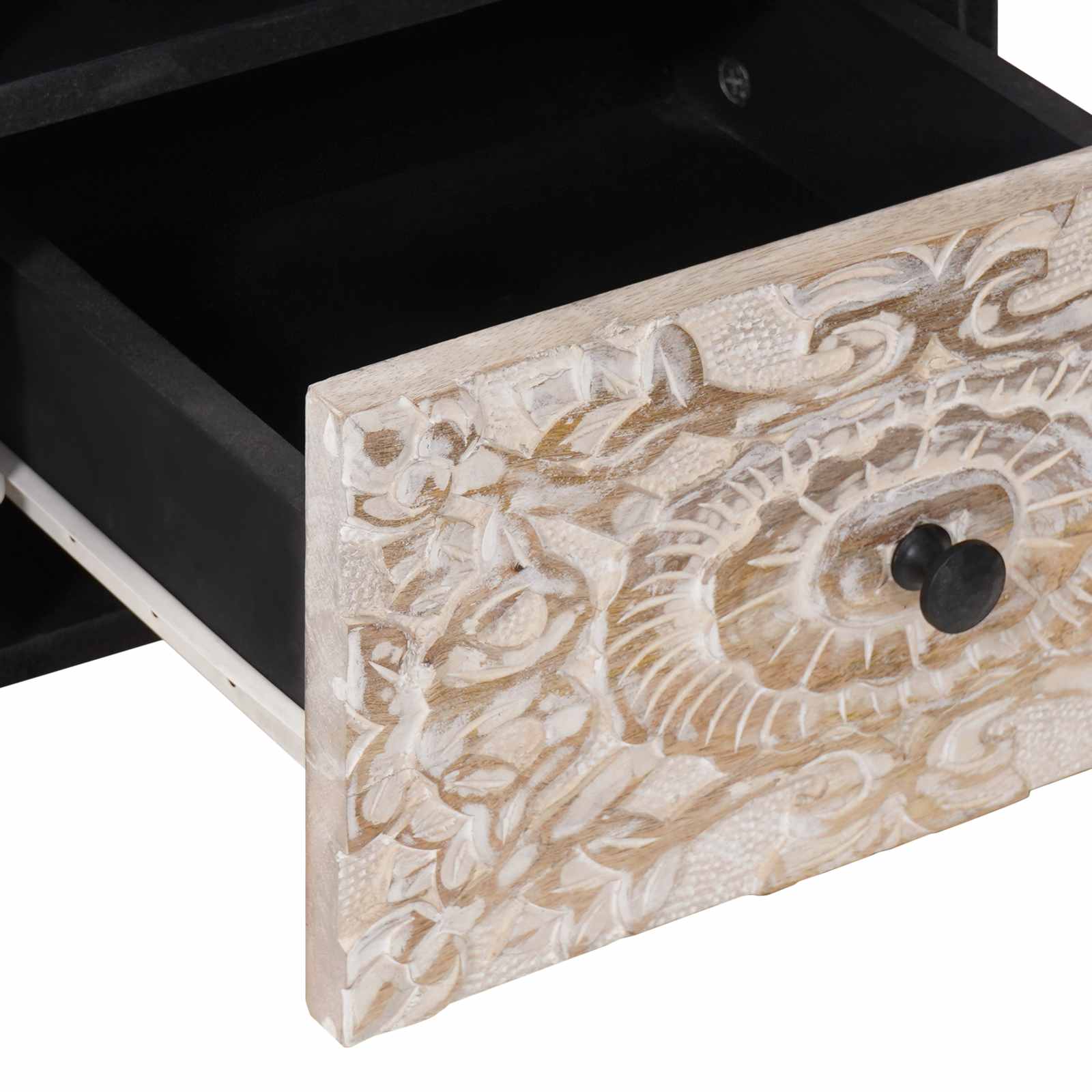 Mobile TV Bianco 70 x 33,5 x 46 cm Legno di mango massello | homemem39