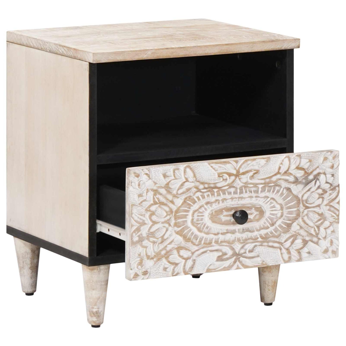 Mobiletto da Letto con cassetto 2 pcs Bianco 40 x 33 x 46 cm | homemem39