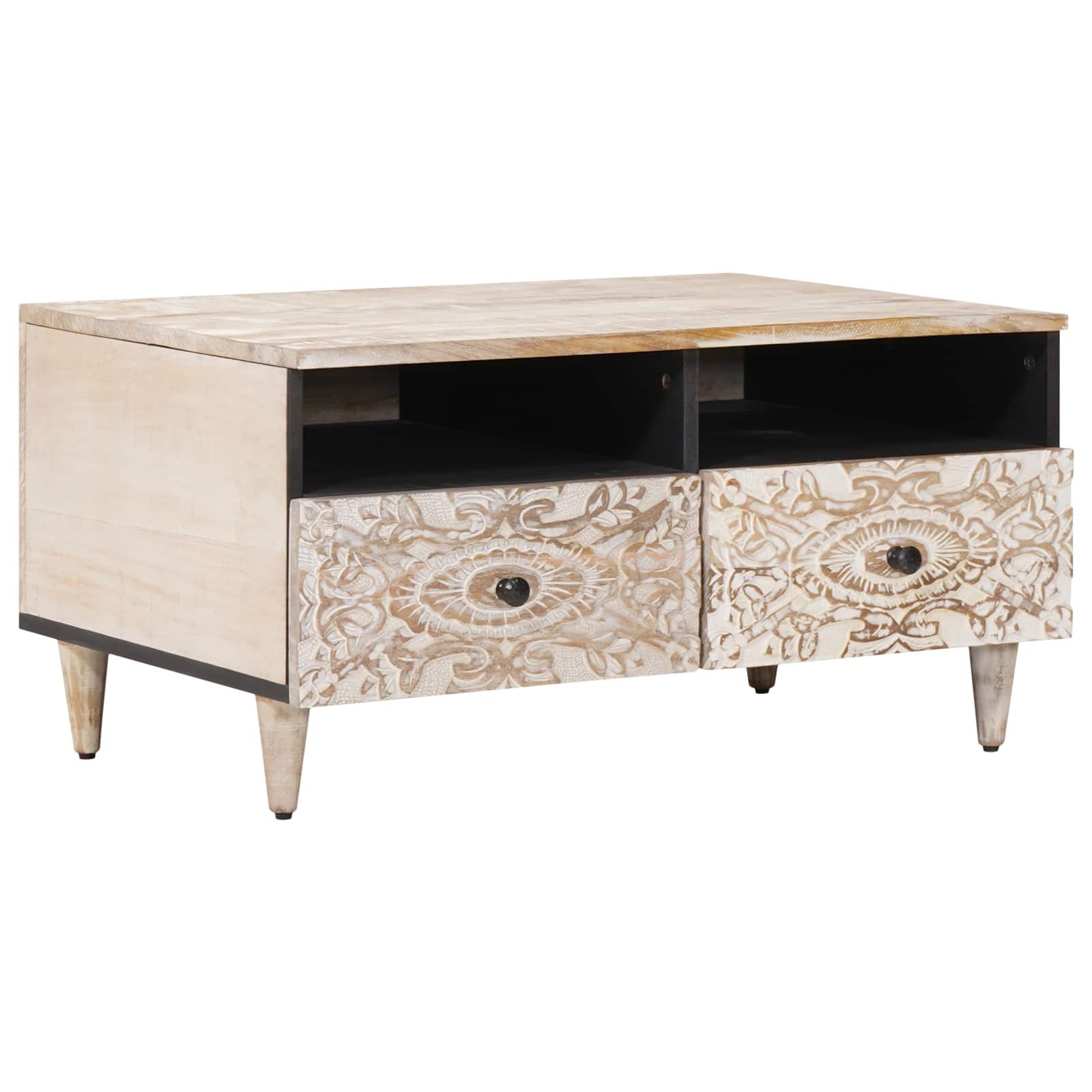 Tavolino da salotto con cassetto Bianco 80 x 54 x 40 cm | homemem39