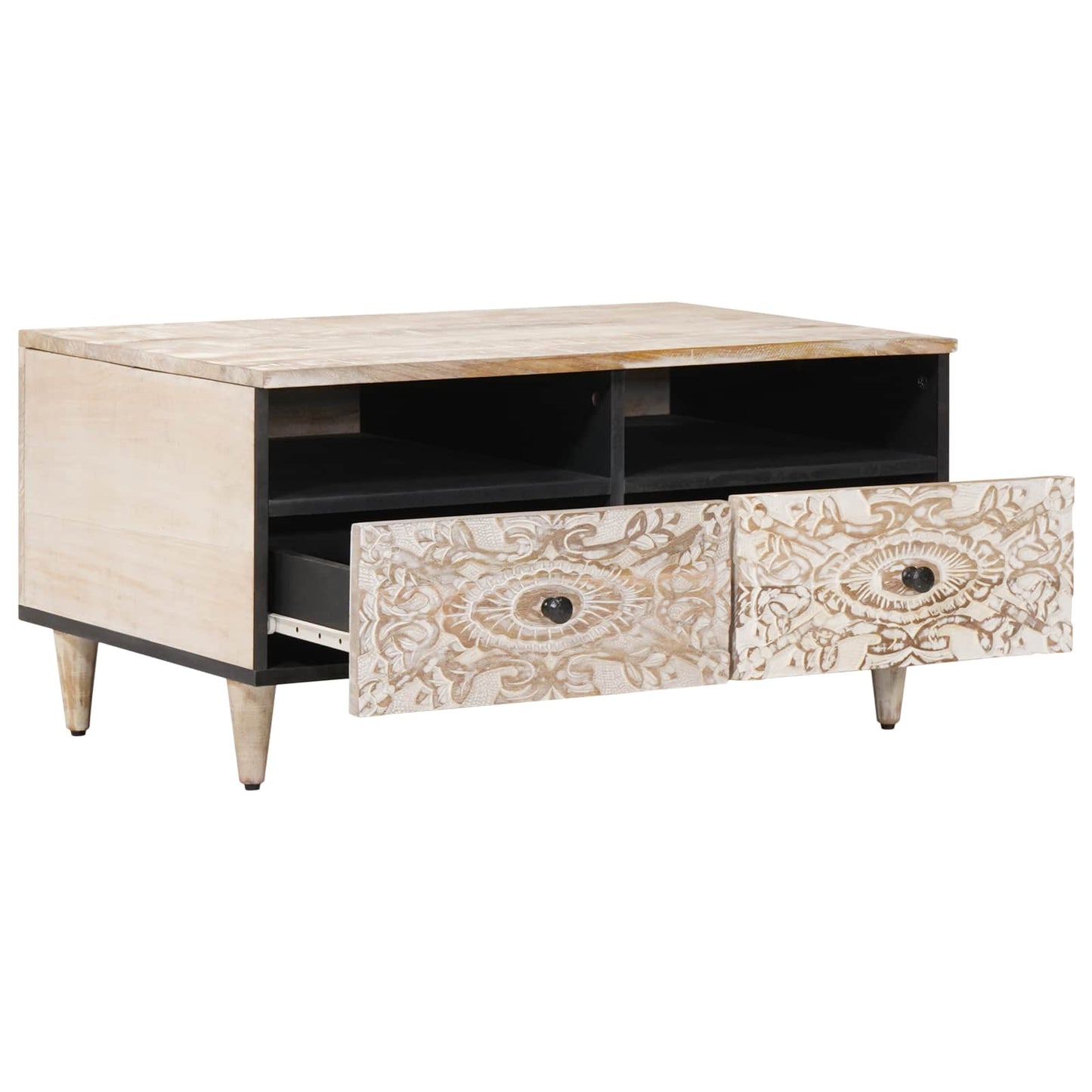 Tavolino da salotto con cassetto Bianco 80 x 54 x 40 cm | homemem39