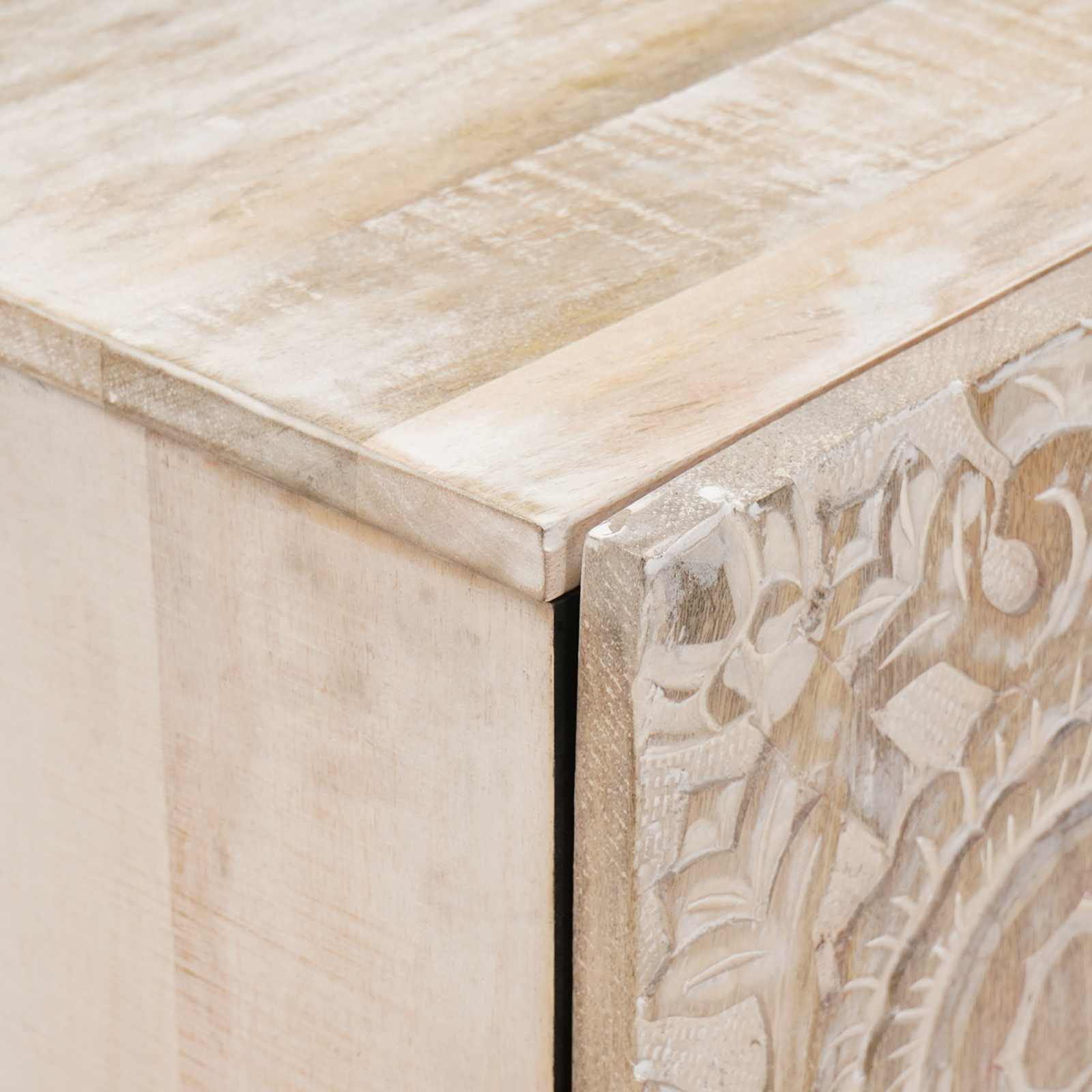 Mobile TV Bianco 105 x 33,5 x 46 cm Legno di mango massello | homemem39