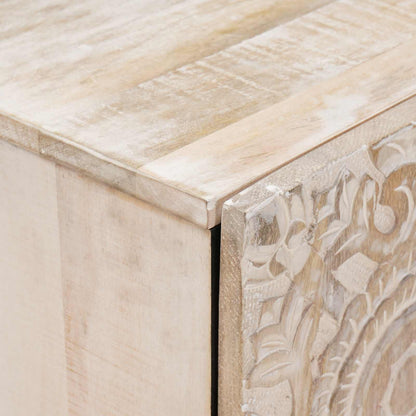 Mobile TV Bianco 105 x 33,5 x 46 cm Legno di mango massello | homemem39