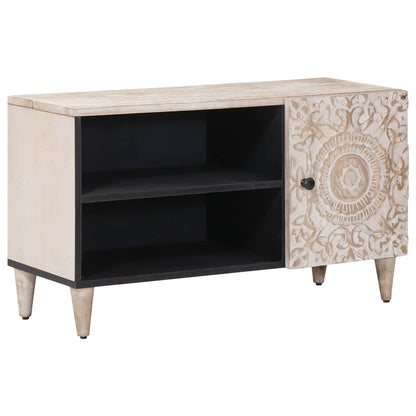 Mobile TV Bianco 80 x 31,5 x 46 cm Legno di mango massello | homemem39