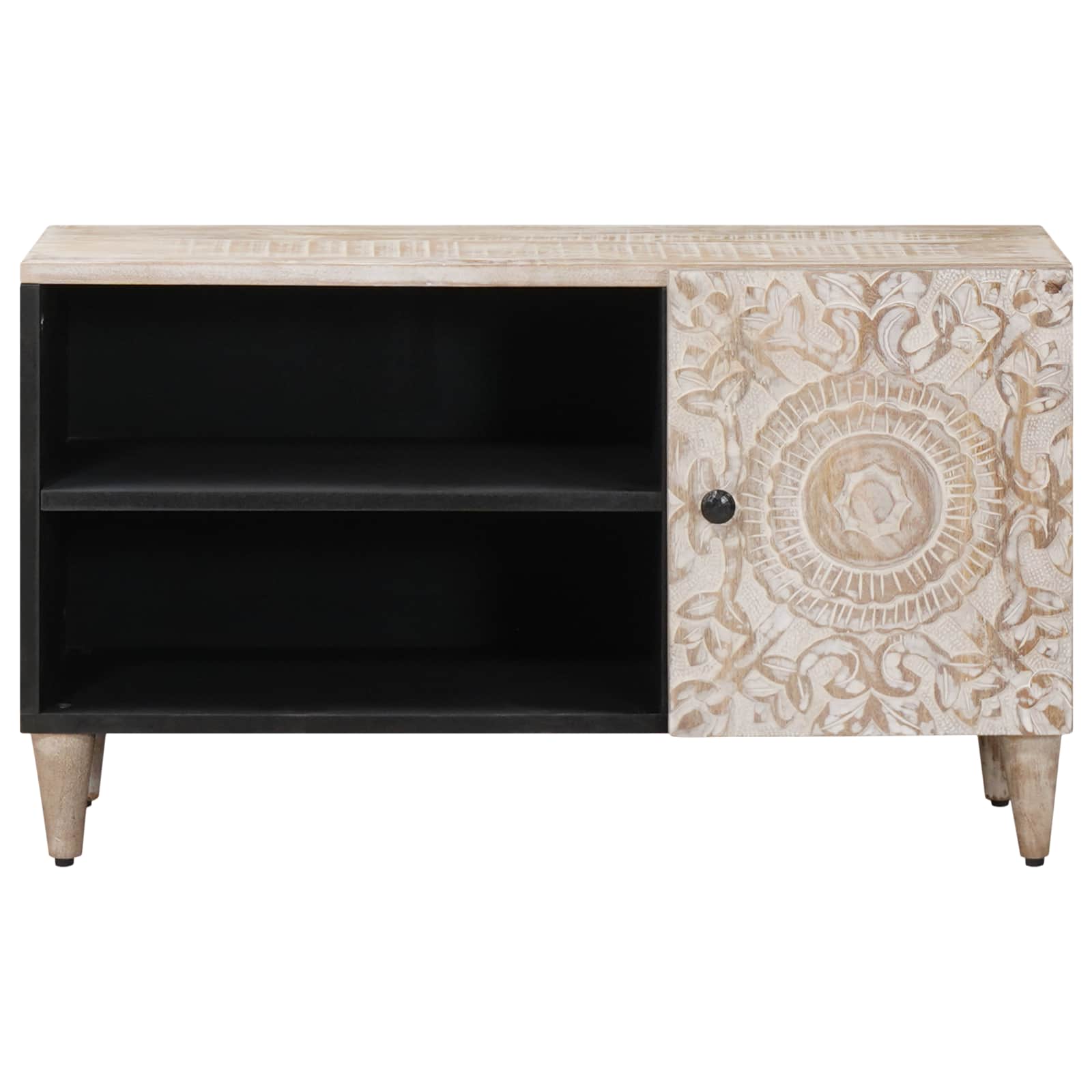 Mobile TV Bianco 80 x 31,5 x 46 cm Legno di mango massello | homemem39