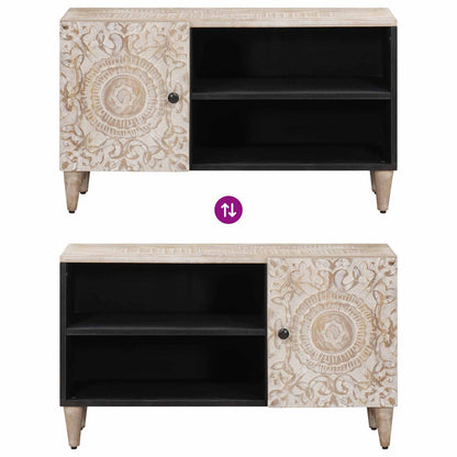 Mobile TV Bianco 80 x 31,5 x 46 cm Legno di mango massello | homemem39