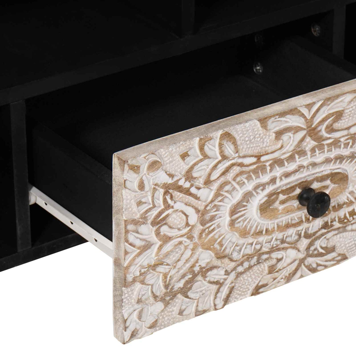 Mobile TV Bianco 100 x 33,5 x 46 cm Legno di mango massello | homemem39