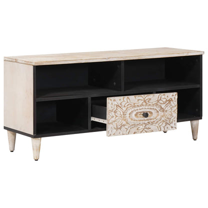 Mobile TV Bianco 100 x 33,5 x 46 cm Legno di mango massello | homemem39