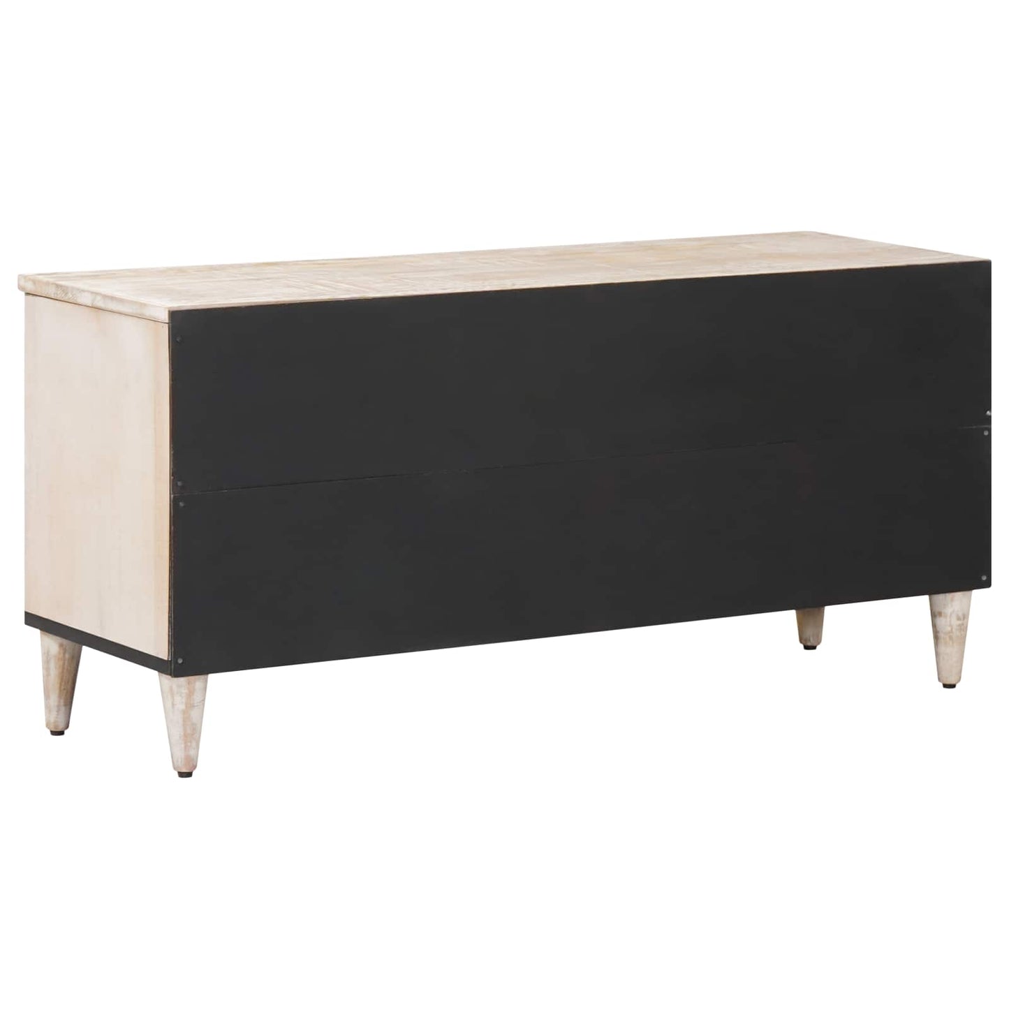 Mobile TV Bianco 100 x 33,5 x 46 cm Legno di mango massello