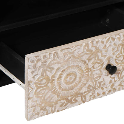 Mobile TV Bianco 80 x 33,5 x 46 cm Legno di mango massello | homemem39