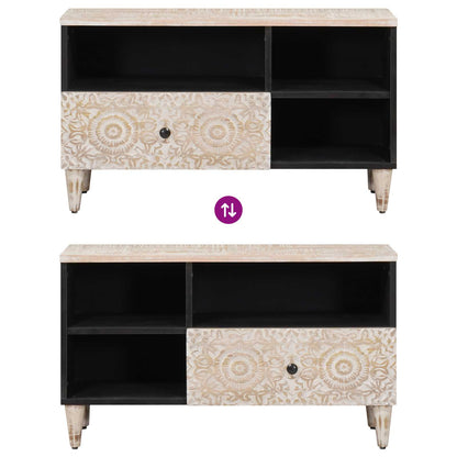 Mobile TV Bianco 80 x 33,5 x 46 cm Legno di mango massello | homemem39