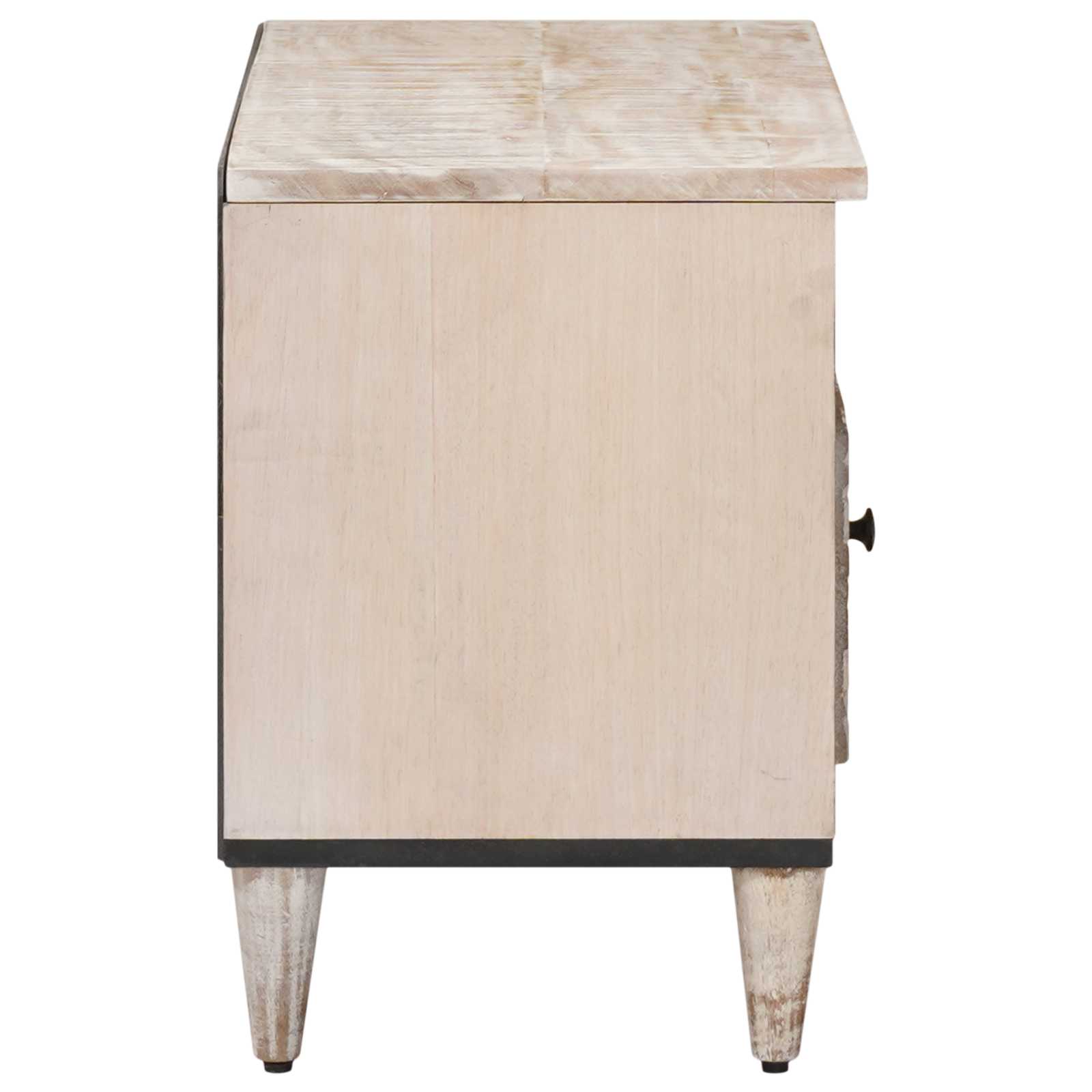 Mobile TV Bianco 80 x 33,5 x 46 cm Legno di mango massello | homemem39