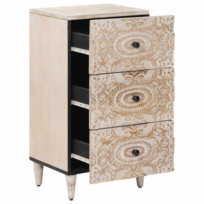 Credenza Bianco 40 x 33,5 x 75 cm Legno di mango massello