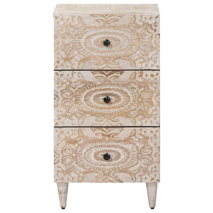 Credenza Bianco 40 x 33,5 x 75 cm Legno di mango massello