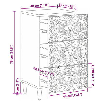 Credenza Bianco 40 x 33,5 x 75 cm Legno di mango massello | homemem39