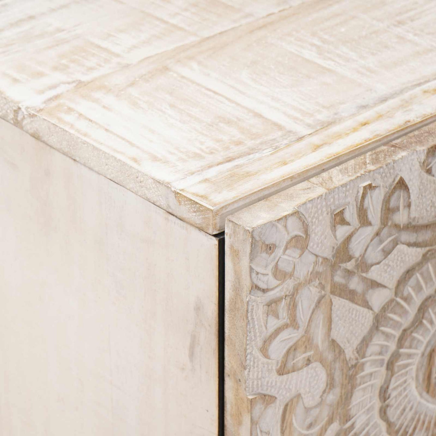 Credenza Bianco 40 x 33,5 x 75 cm Legno di mango massello