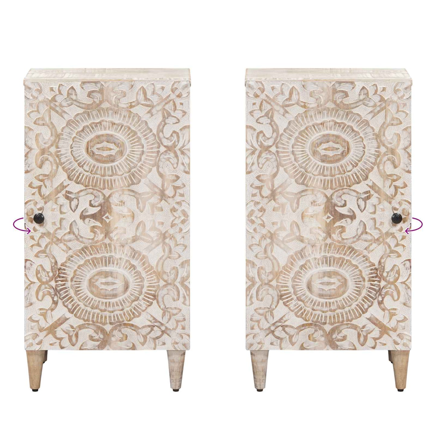 Credenza Bianco 40 x 33,5 x 75 cm Legno di mango massello