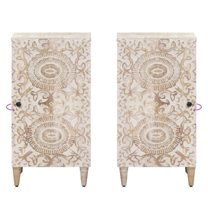 Credenza Bianco 40 x 33,5 x 75 cm Legno di mango massello