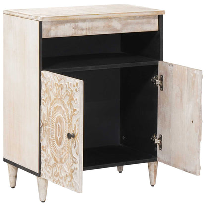 Credenza Bianco 60 x 33,5 x 75 cm Legno di mango massello