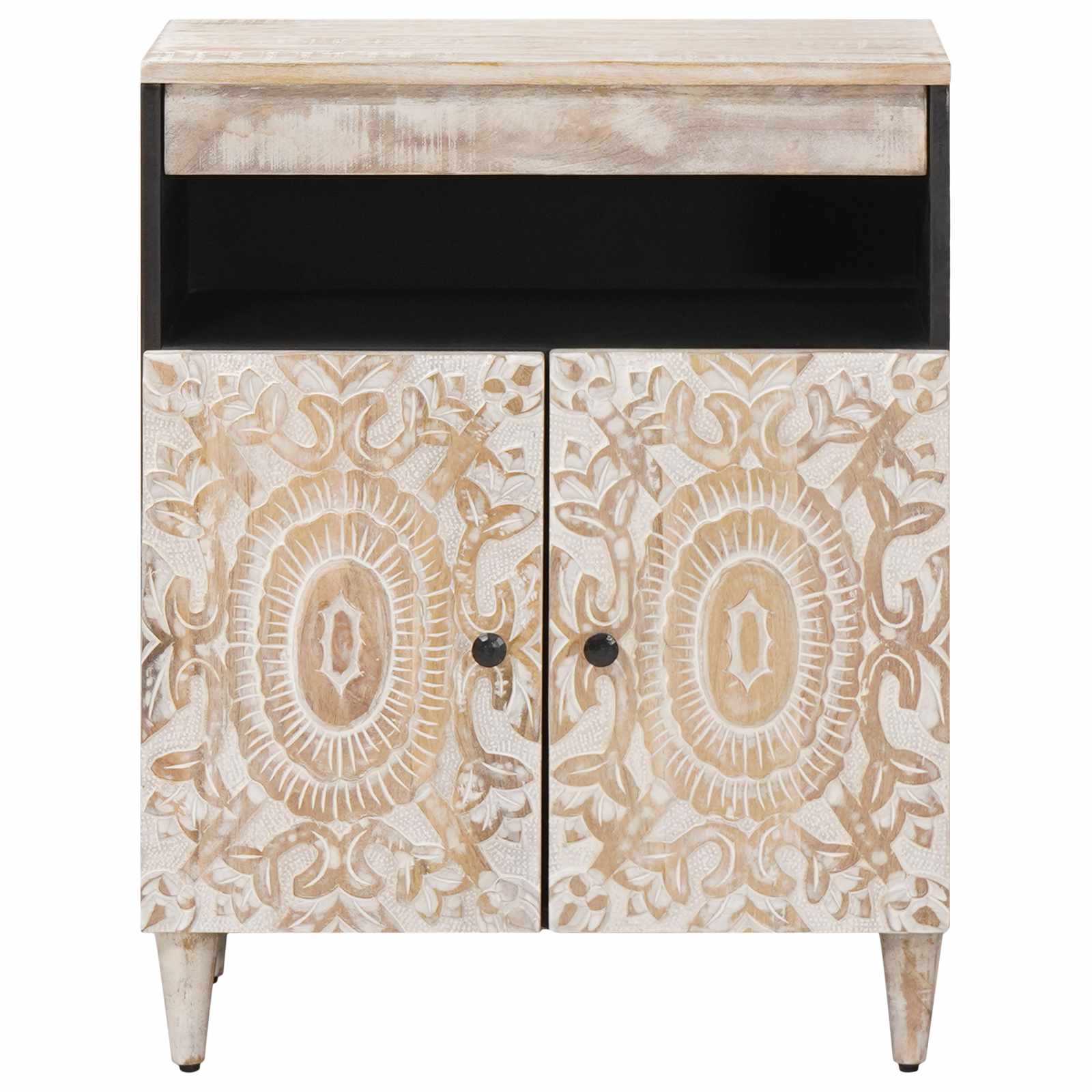 Credenza Bianco 60 x 33,5 x 75 cm Legno di mango massello | homemem39