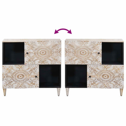 Credenza Bianco 80 x 33,5 x 75 cm Legno di mango massello | homemem39